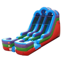 15 foot double lane inflatable water slide rainbow4 1766883704 15' Dual Lane Retro Water Slide Wet N Dry